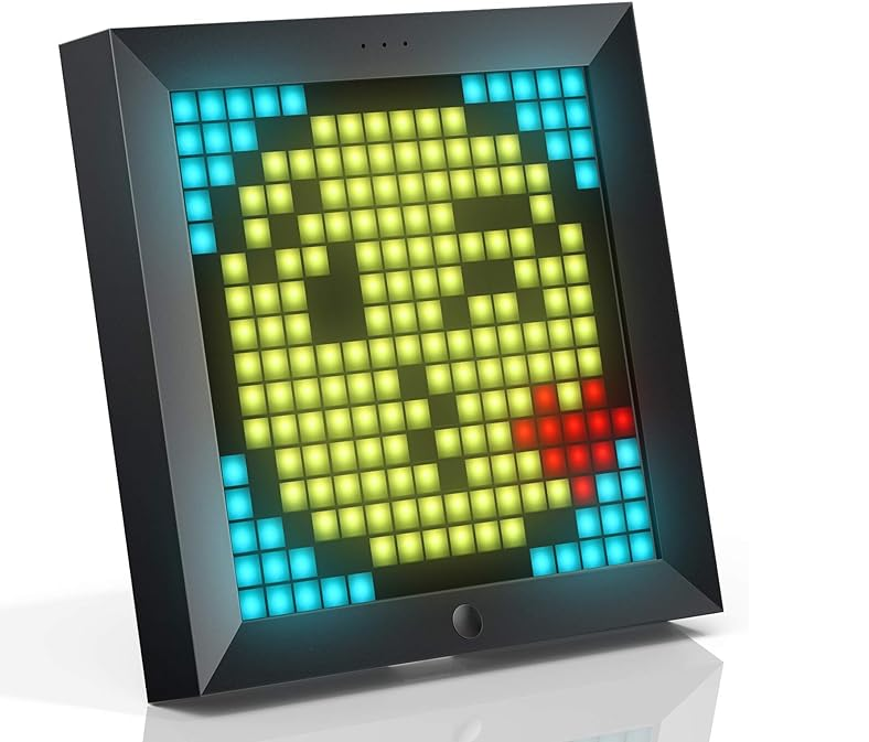 Pixel Art Digital Photo Frame with 8.6 Inch Mood Light App Control | Desk/Wall Led Smart Clock | Decorative Lamp for Gaming Room Home Decor（Black）